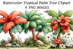 Watercolor Tropical Palm Tree Clipart Product Image 1