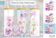 watercolor tropical pinkand white orchid for 25 oz glass can tumbler sublimation
