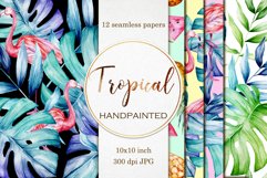 12 Seamless Tropical Watercolor Patterns - JPG Backgrounds Product Image 1