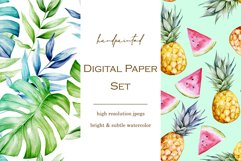 12 Seamless Tropical Watercolor Patterns - JPG Backgrounds Product Image 2