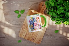 Watercolor tropical squad group of adorable cute tropical birds family summer vacation design wrap sublimation bundle for customize mug