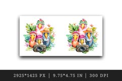 Watercolor tropical squad group of adorable cute tropical birds family summer vacation design wrap sublimation bundle for customize mug