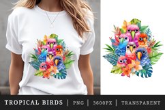 Watercolor tropical squad group of adorable cute tropical birds family summer vacation sublimation print designs and clipart bundle