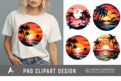 Watercolor Tropical Sunsets Sublimation Clipart Product Image 1