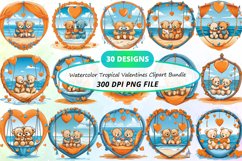 Watercolor Valentines Tropical Clipart Bundle Product Image 1