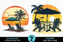 Watercolor Tropical Valentines Graphics Clipart Product Image 1