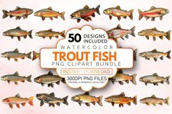 Watercolor Trout Fish Clipart Bundle Product Image 1
