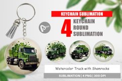 Keychain Watercolor Truck Shamrocks Product Image 1
