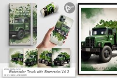 Digital Paper Watercolor Truck Shamrocks Product Image 1