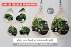 Earring Teardrop Watercolor Truck Shamrocks Product Image 1