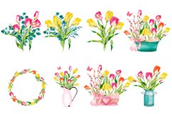 Watercolor tulip flower clipart. Bouquets, wreath Product Image 2