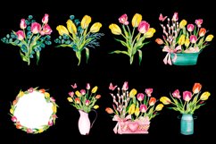 Watercolor tulip flower clipart. Bouquets, wreath Product Image 3