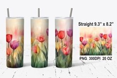 Watercolor Tulip Flowers Tumbler Wrap, Flowers Tumbler Wrap Product Image 1