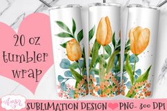 Watercolor Tulip Flowers Tumbler Wrap for Sublimation Product Image 2