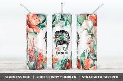 Tulips &amp; Messy Bun Tumbler PNG Wrap for Mom, Floral Mom Cup