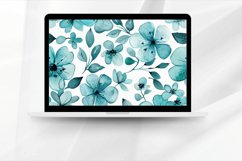 Watercolor Turquoise Flowers Pattern Digital Paper Bundle Product Image 3