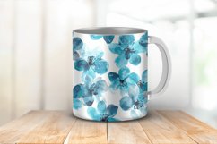 Watercolor Turquoise Flowers Pattern Digital Paper Bundle Product Image 4