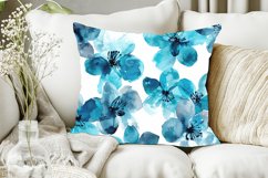 Watercolor Turquoise Flowers Pattern Digital Paper Bundle Product Image 5