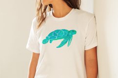 Watercolor Turquoise Turtle Sublimation Design PNG Product Image 2