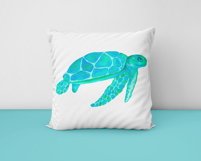 Watercolor Turquoise Turtle Sublimation Design PNG Product Image 5