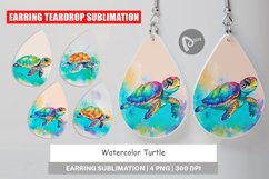 Earring Teardrop Watercolor Turtle Product Image 1