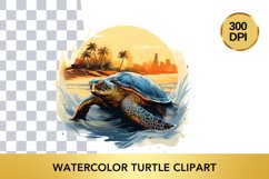 Watercolor turtle Clipart , Animal Sublimation PNG Product Image 1