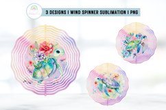 Watercolor Turtle Wind Spinner Sublimation Designs PNG Product Image 1