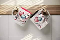 Watercolor two hearts intertwined ribbon Love You quote Valentine Day print 20 oz tumbler skinny mug wrap clipart t-shirt sublimation printable design