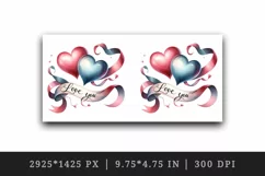 Watercolor two hearts intertwined ribbon Love You quote Valentine Day print 20 oz tumbler skinny mug wrap clipart t-shirt sublimation printable design