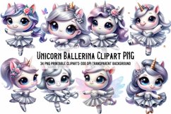 Watercolor Unicorn Ballerina Clipart PNG Product Image 1