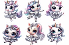 Watercolor Unicorn Ballerina Clipart PNG Product Image 2