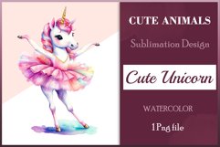 Hand drawn watercolor clipart of cute unicorn ballerina on transparent background. Great creative for nursery, kids, education, wall decoration, greeting cards, party invitations, posters, birthday projects, flyers, brochures, covers, print