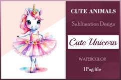 Hand drawn watercolor clipart of cute unicorn ballerina on transparent background. Great creative for nursery, kids, education, wall decoration, greeting cards, party invitations, posters, birthday projects, flyers, brochures, covers, print