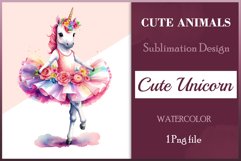 Hand drawn watercolor clipart of cute unicorn ballerina on transparent background. Great creative for nursery, kids, education, wall decoration, greeting cards, party invitations, posters, birthday projects, flyers, brochures, covers, print