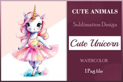 Hand drawn watercolor clipart of cute unicorn ballerina on transparent background. Great creative for nursery, kids, education, wall decoration, greeting cards, party invitations, posters, birthday projects, flyers, brochures, covers, print