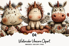 Watercolor Unicorn Clipart PNG Product Image 1