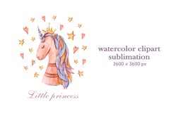 Watercolor cute unicorn sublimation / clipart- 1 png file Product Image 1