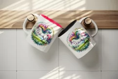 Watercolor unicorn colored mane magical meadow word Unicorn quote print 20 oz tumbler skinny mug wrap clipart t-shirt sublimation printable design