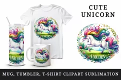 Watercolor unicorn colored mane magical meadow word Unicorn quote print 20 oz tumbler skinny mug wrap clipart t-shirt sublimation printable design