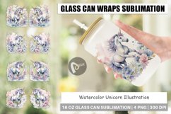 Glass Can Wraps Watercolor Unicorn Product Image 1