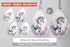 Earring Teardrop Watercolor Unicorn Product Image 1
