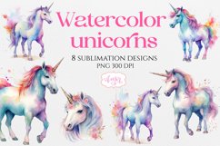 Watercolor unicorn PNG for sublimation BUNDLE Product Image 1
