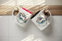 Watercolor unicorn rainbow mane magical sparkles word Unicorn quote print 20 oz tumbler skinny mug wrap clipart t-shirt sublimation printable design