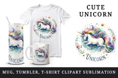 Watercolor unicorn rainbow mane magical sparkles word Unicorn quote print 20 oz tumbler skinny mug wrap clipart t-shirt sublimation printable design