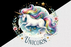 Watercolor unicorn rainbow mane magical sparkles word Unicorn quote print 20 oz tumbler skinny mug wrap clipart t-shirt sublimation printable design