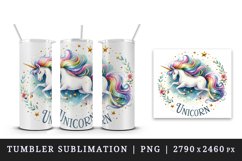 Watercolor unicorn rainbow mane magical sparkles word Unicorn quote print 20 oz tumbler skinny mug wrap clipart t-shirt sublimation printable design