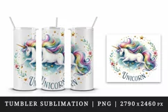 Watercolor unicorn rainbow mane magical sparkles word Unicorn quote print 20 oz tumbler skinny mug wrap clipart t-shirt sublimation printable design