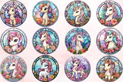 Watercolor Unicorn Stained Glass Clipart Bundle Product Image 2