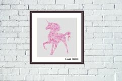 Pink watercolor Unicorn cross stitch embroidery pattern Product Image 2
