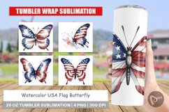 Tumbler Sublimation Wrap Butterfly 4th of July Product Image 1